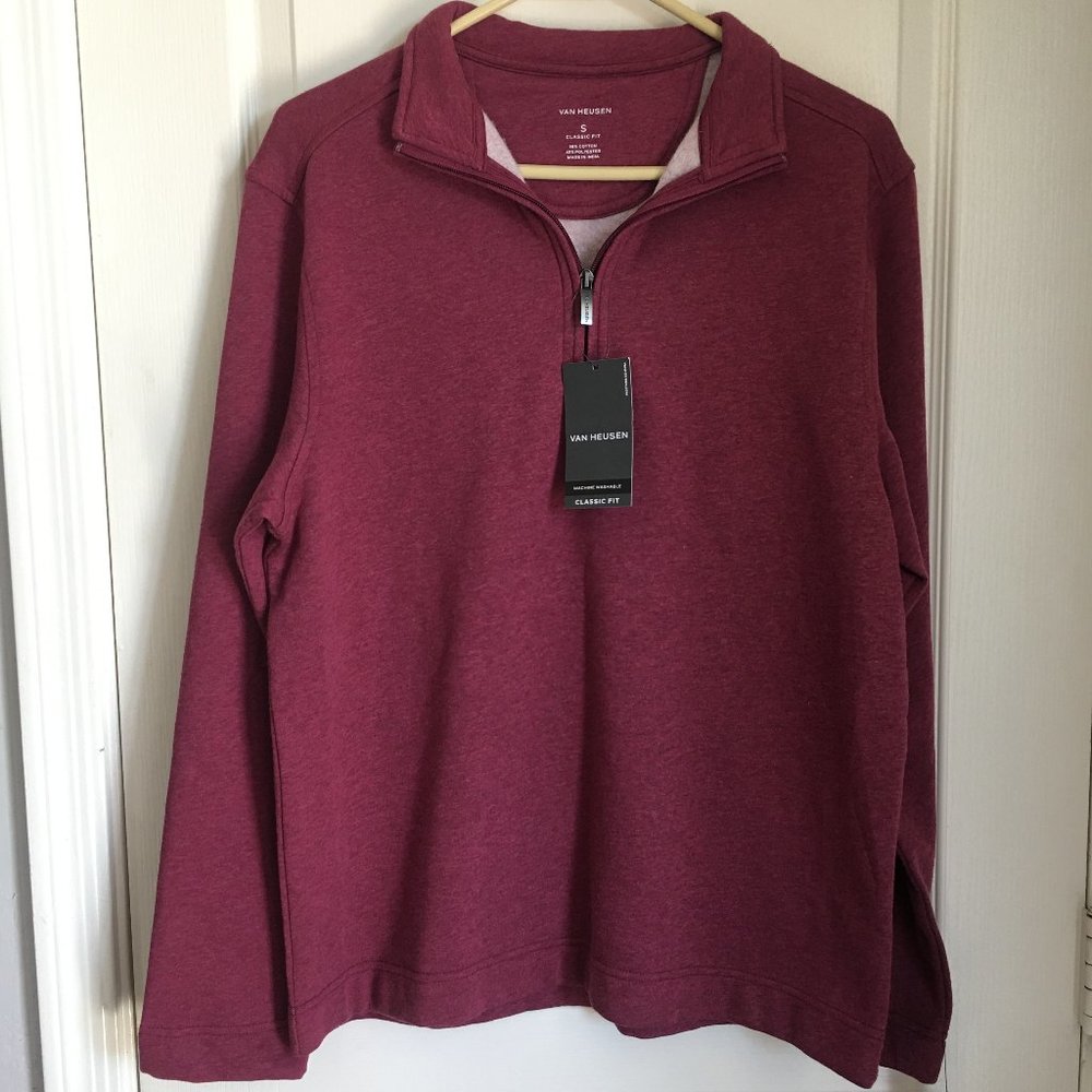 NWT Van Heusen 1/4 Zip Fleece lined Men's Sweater, Size S